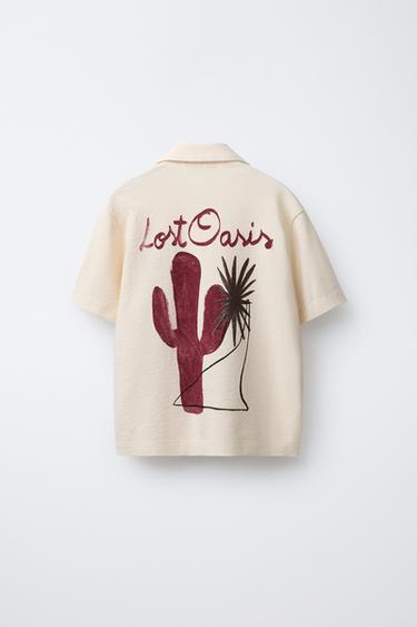 KEMEJA BERMOTIF OASIS - Ecru dari Zara