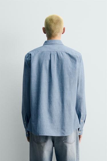 CHEMISE RELAXED FIT CHAMBRAY - Bleu moyen de Zara - Image 2