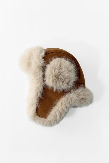 GORRO AVIADOR EFECTO ANTE PELO - Camel medio de Zara