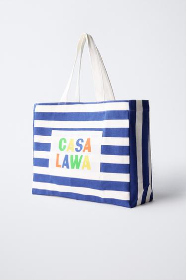 STRIPED FABRIC BAG CASA LAWA © Z ZARA KIDS - Blue by Zara
