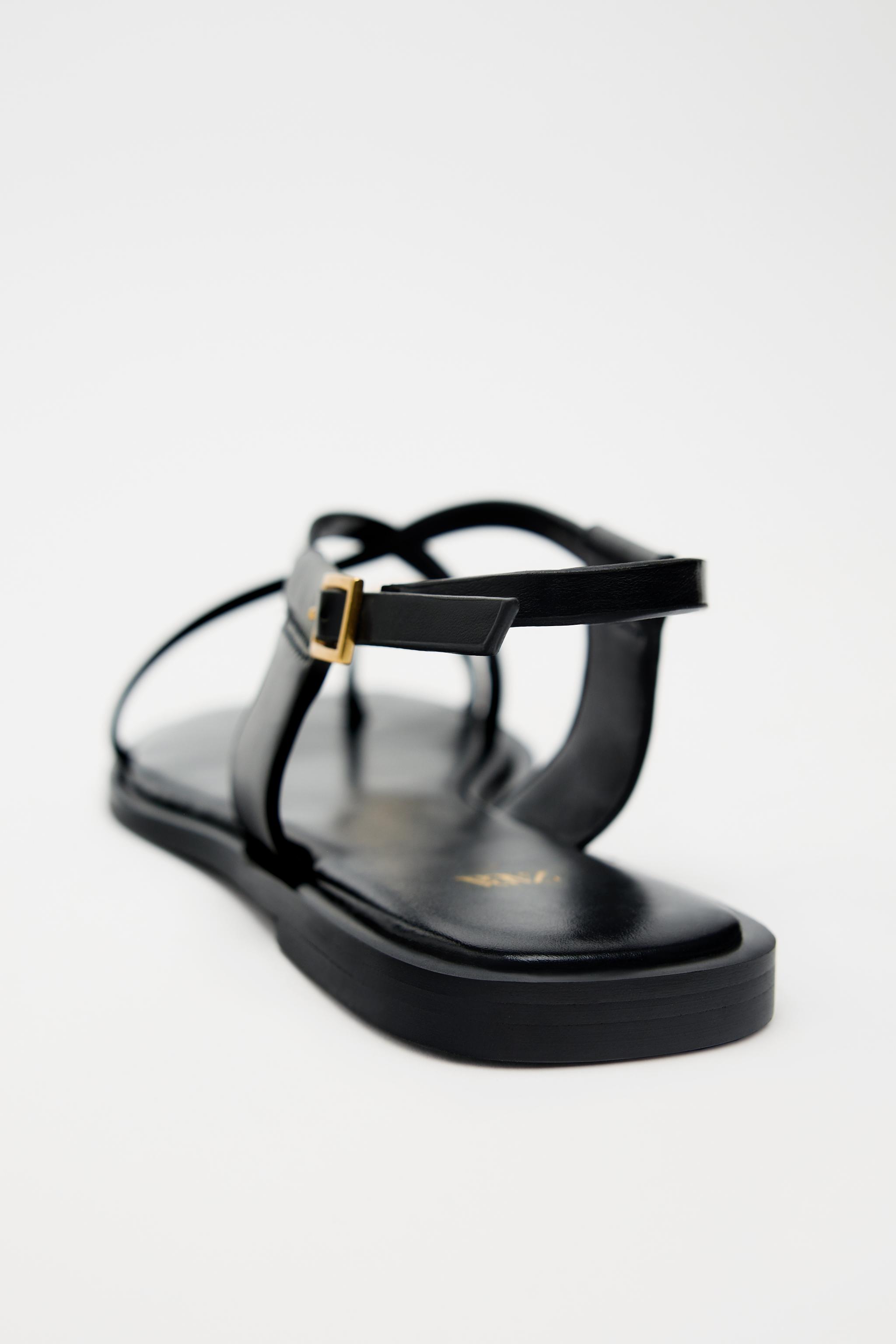 Женские сандалии Zara FLAT SANDALS WITH METALLIC DETAIL — фото 4