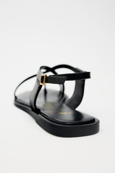 FLAT SANDALS WITH METAL DETAIL - Black by Zara - Image 5