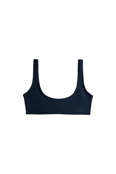 BEACH BIKINI TOP WITH ROUND NECKLINE - Blue by Zara
