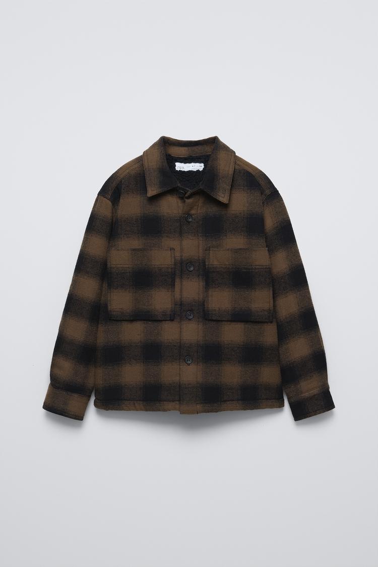 Zara Jackets Textured Check Overshirt Zara Zara Wool Blend