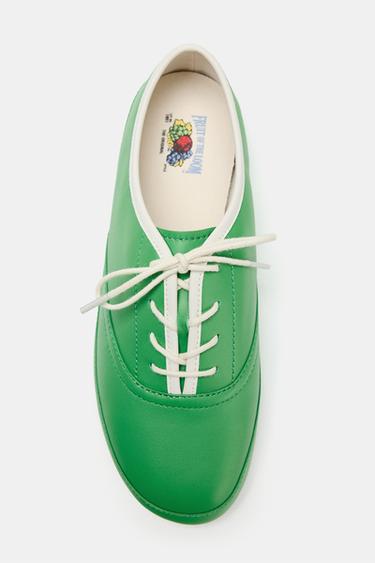 Zara FRUIT OF THE LOOM™ LEATHER BLUCHERS - Green