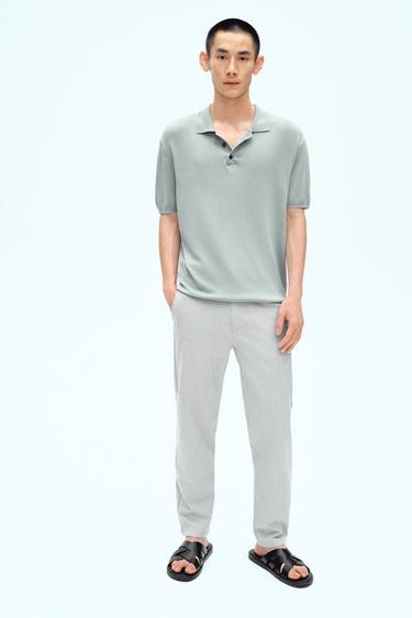 Zara 舒適版紋理長褲 - 淺灰色