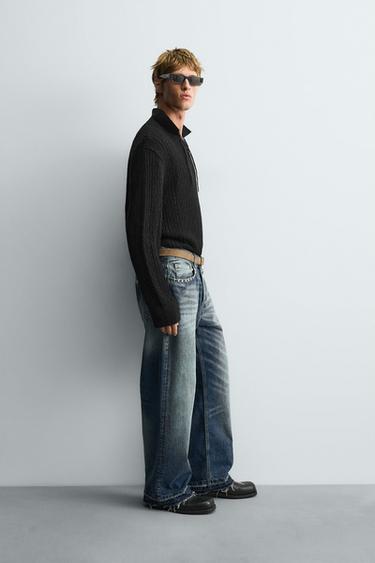 TEXTURED KNIT CORD POLO SHIRT - Black by Zara - Image 3