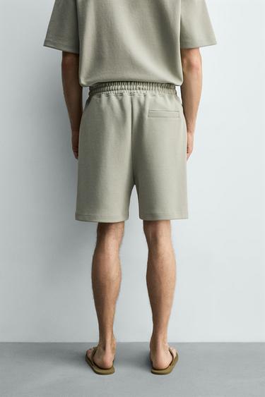 RELAXED FIT INTERLOCK JOGGER BERMUDA SHORTS - washed green by Zara - Image 2