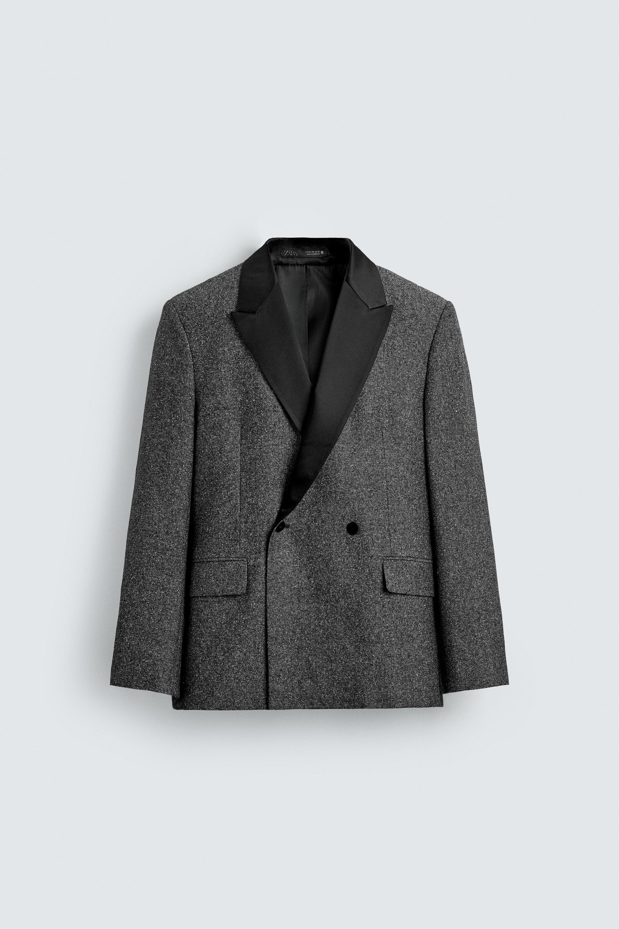 BLAZER CRUZADO COM ESTRUTURA E CONTRASTE - Azul-marinho | ZARA Brasil