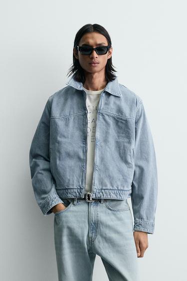 جاكيت هيكلي مغسول - سماوي الخاص بـ Zara