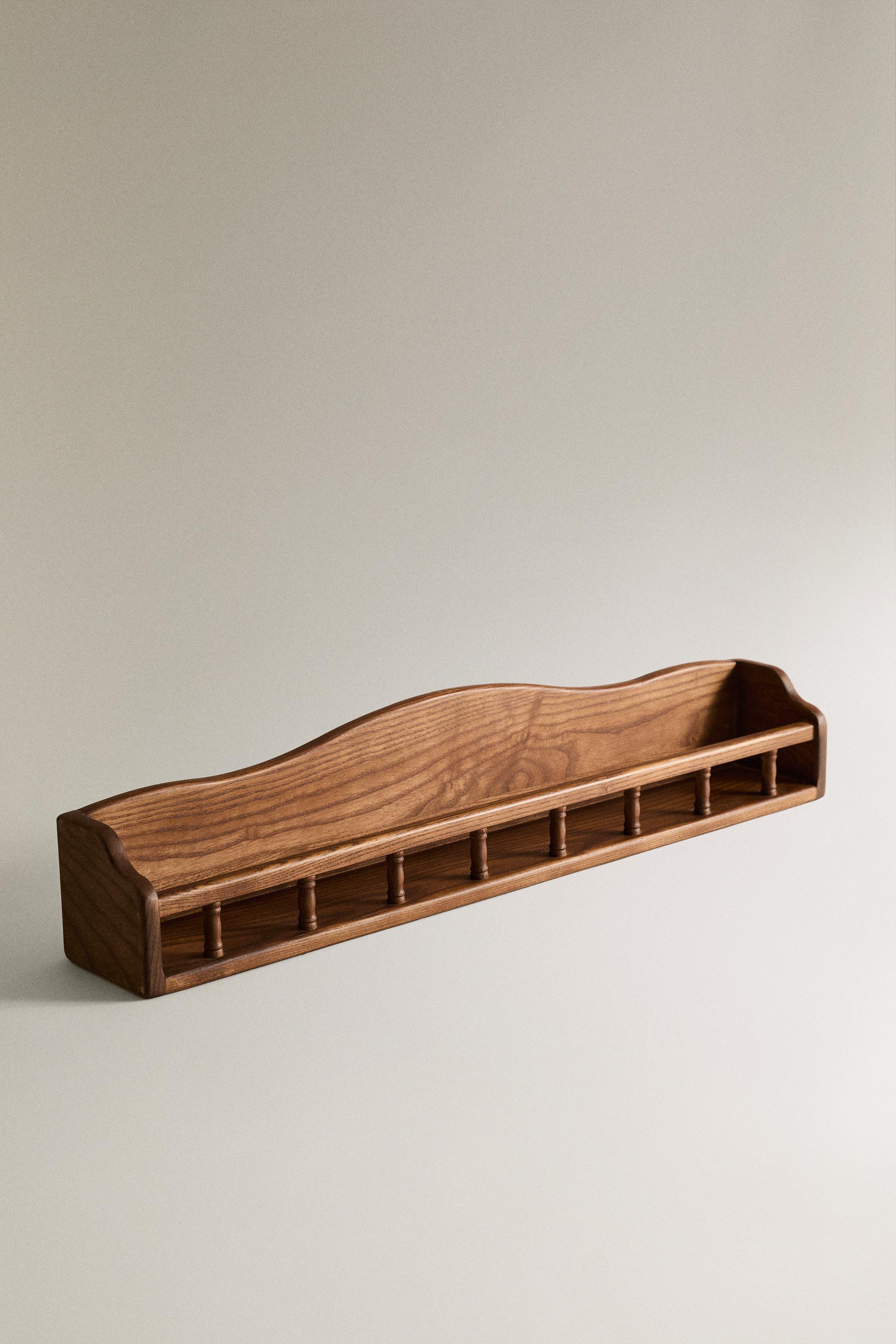 KIDS' ASH WOOD SHELVING UNIT — Dark brown