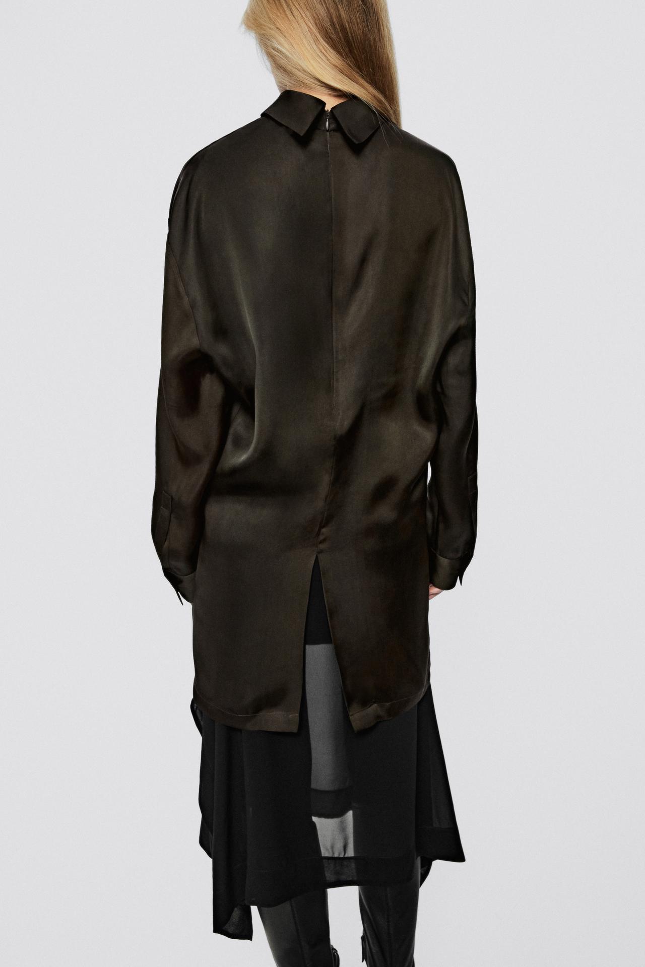 Long flowing satin finish blouse - LIMITED EDITION — Dark green