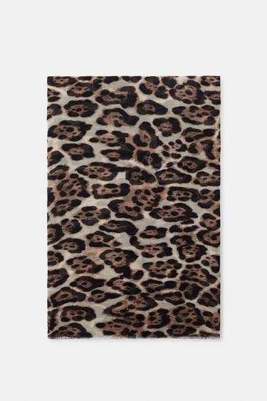 ANIMAL PRINT MODAL SILK SCARF - Leopard by Zara