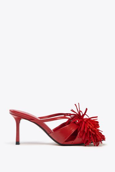 БОСОНОЖКИ С БАХРОМОЙ — Кораллово-красный от Zara