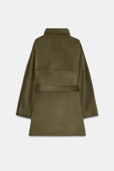 MANTEL MIT HOHEM KRAGEN AUS WOLLMISCHGEWEBE ZW COLLECTION - Khaki von Zara