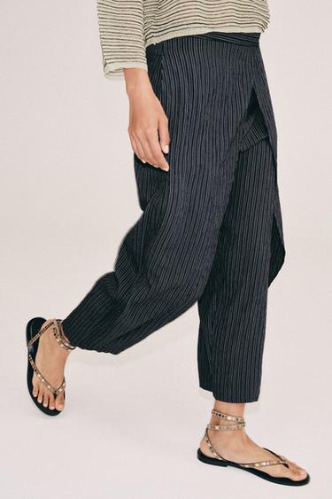ZW COLLECTION STRIPED PAREO TROUSERS - Navy blue by Zara - Image 5