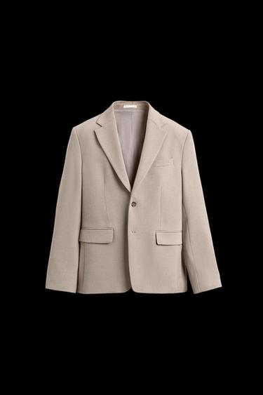 SLIM FIT SUIT BLAZER - Sand / Marl by Zara - Image 0
