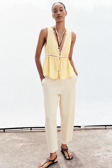 TOP DENTELLES - Jaune clair de Zara - Image 0