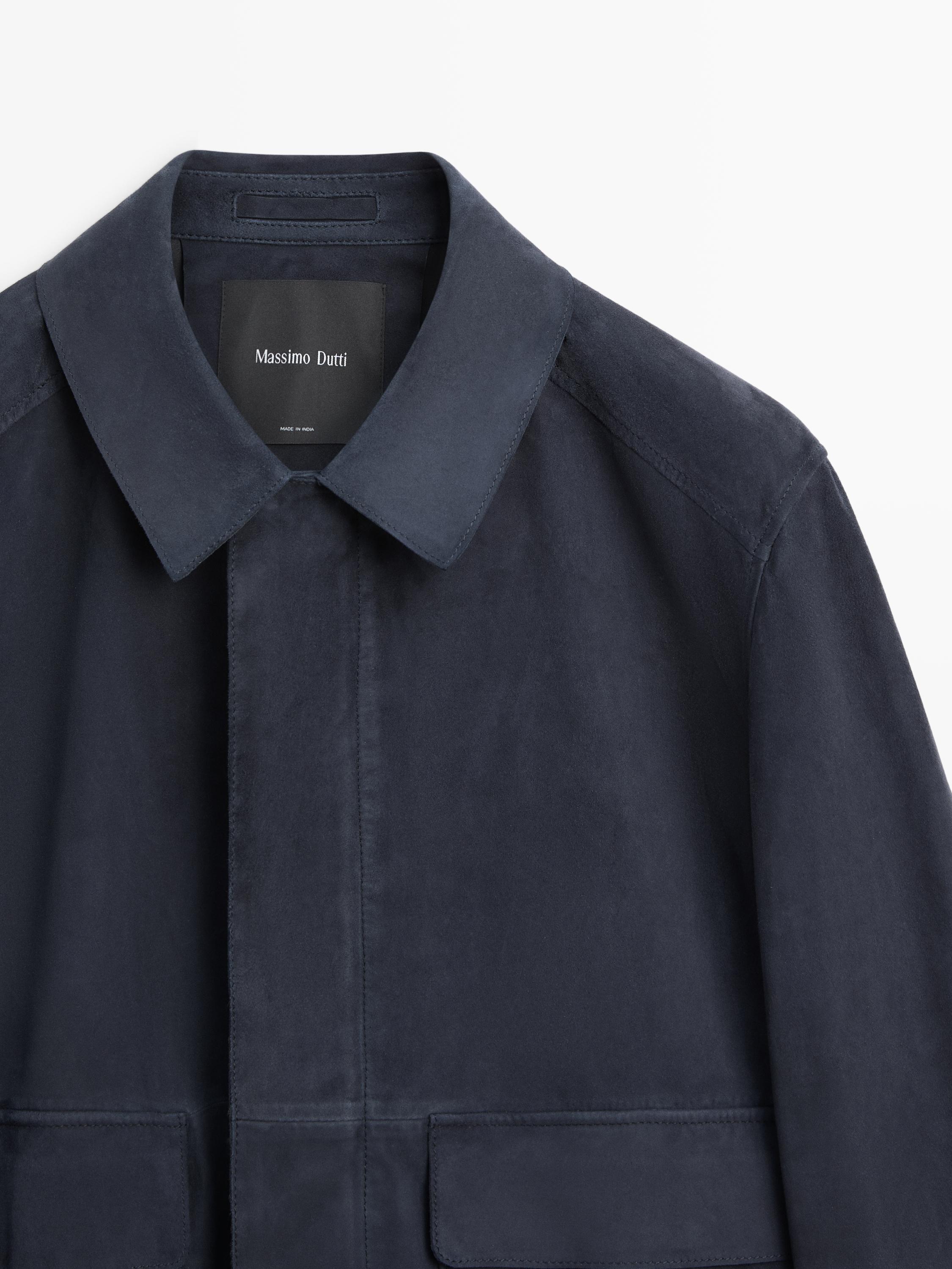 Blouson poches cuir daim