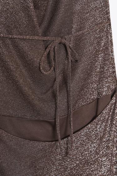ROBE LONGUE DOS NU FIL MÉTALLISÉ - Bronze de Zara - Image 8