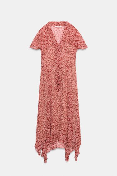 ROBE IMPRIMÉE FLEURS ZW COLLECTION - Rouge / Blanc de Zara - Image 4