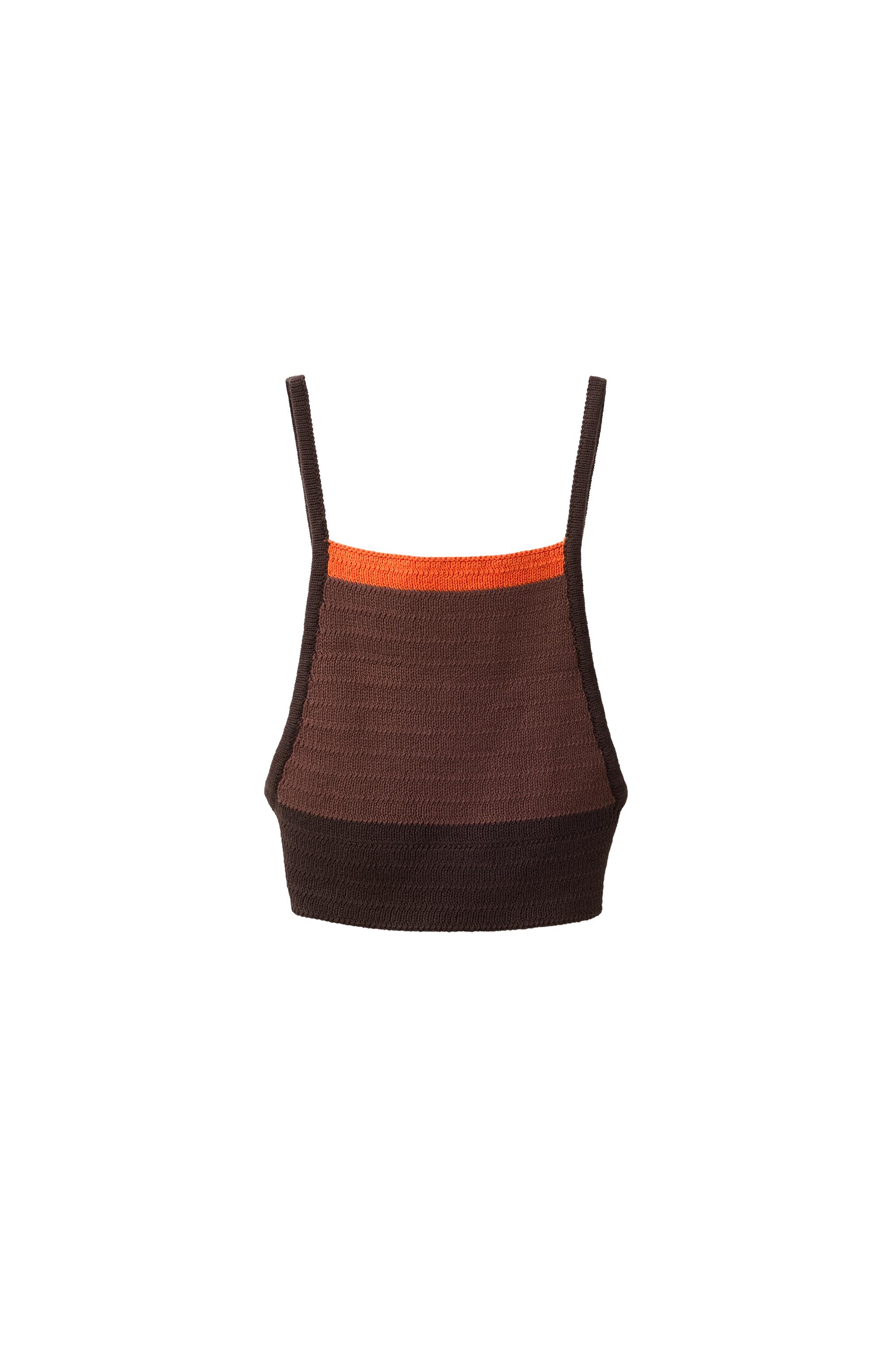 サルセーションY11 Mesh Knit Top CONTRAST STRIPE CROCHET KNIT TOP - Brown | ZARA Turkey