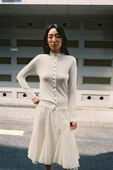 FINE KNIT CARDIGAN - Ecru by Zara