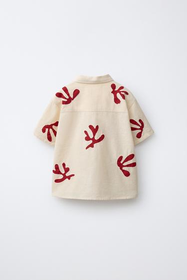 CHEMISE EN LIN BRODÉE - Écru de Zara - Image 1