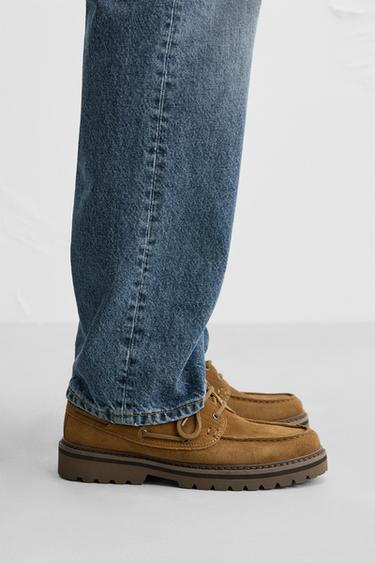 Zara LEATHER BOAT SHOES - Brown - Image 0