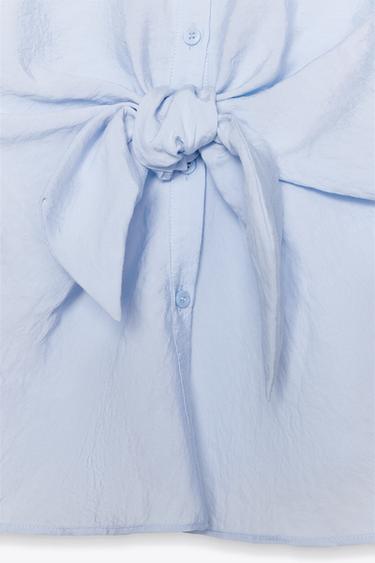 SHORT SLEEVE SHIRT WITH KNOT - Light blue by Zara - Image 7
