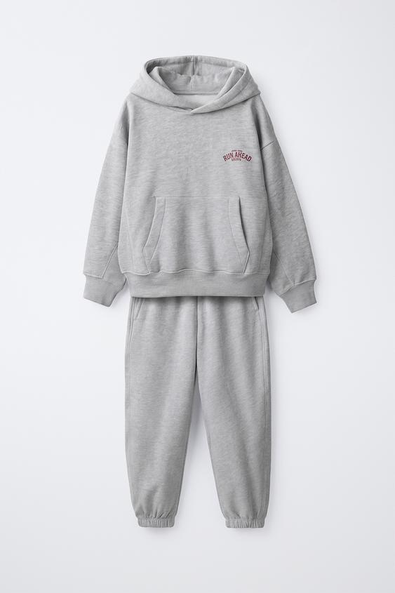 VARSITY TEXT HOODIE AND JOGGERS SET - Grey marl by Zara - Image 0