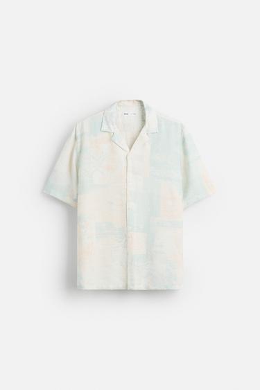 CAMISA ESTAMPADO ABSTRACTO - Turquesa de Zara