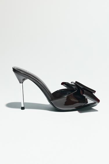 SANDALES À TALONS ET NŒUD - Bordeaux de Zara