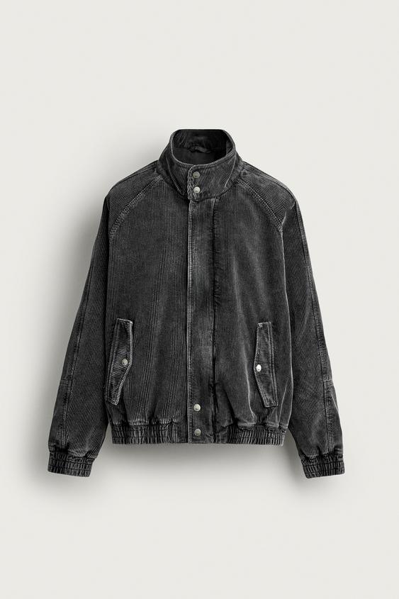 WASHED CORDUROY relaxed fit JACKET - Navy blue by Zara - Image 0