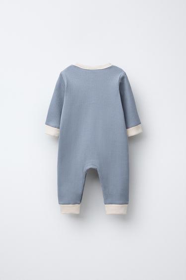 0-18 MONTHS/ CONTRAST SLEEPSUIT - Blue / Grey by Zara - Image 1