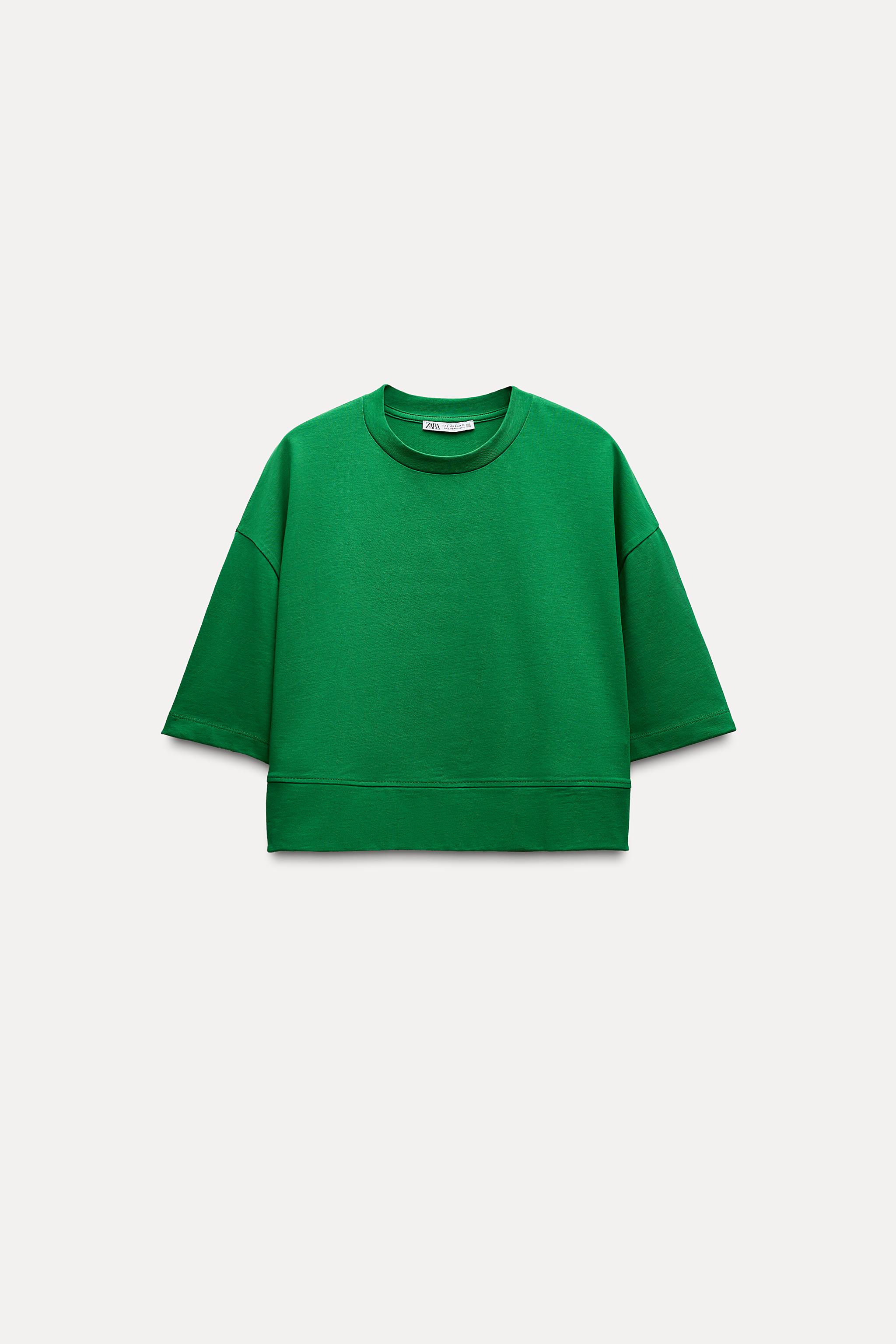 zara クロップド オファー 丈 t シャツ