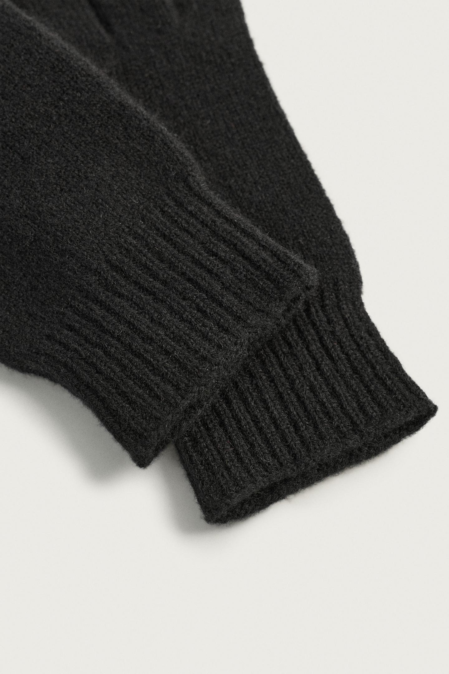Мужские перчатки Zara 100% Wool Knit Gloves, цвет: Чёрный — фото 4
