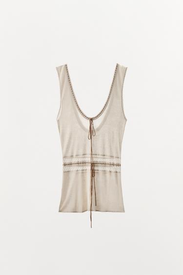 CONTRAST KNIT TOP - Beige by Zara - Image 2