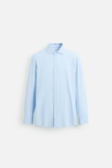 РУБАШКА ИЗ ЭЛАСТИЧНОЙ РЕЛЬЕФНОЙ ТКАНИ — НЕБЕСНО-ГОЛУБОЙ от Zara