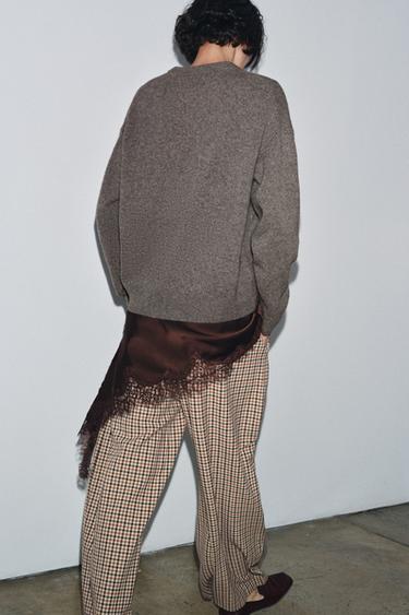 PULL CACHEMIRE ET LAINE MANCHES LONGUES - Marron / Taupe de Zara - Image 2