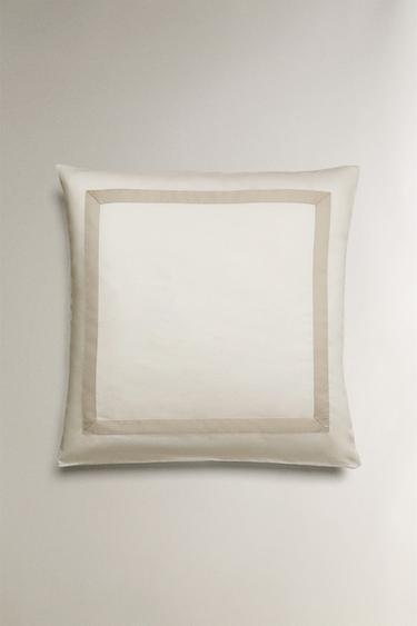 SATEEN PILLOWCASE WITH BORDER (300 THREAD COUNT) - Light grey by Zara - Image 1