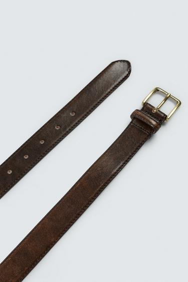 VINTAGE EFFECT LEATHER BELT - Brown by Zara - Image 3