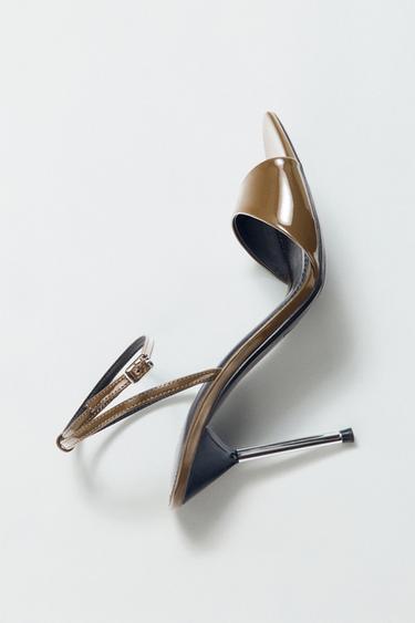ABSATZSANDALETTE IN LACKOPTIK - Khakigrün von Zara