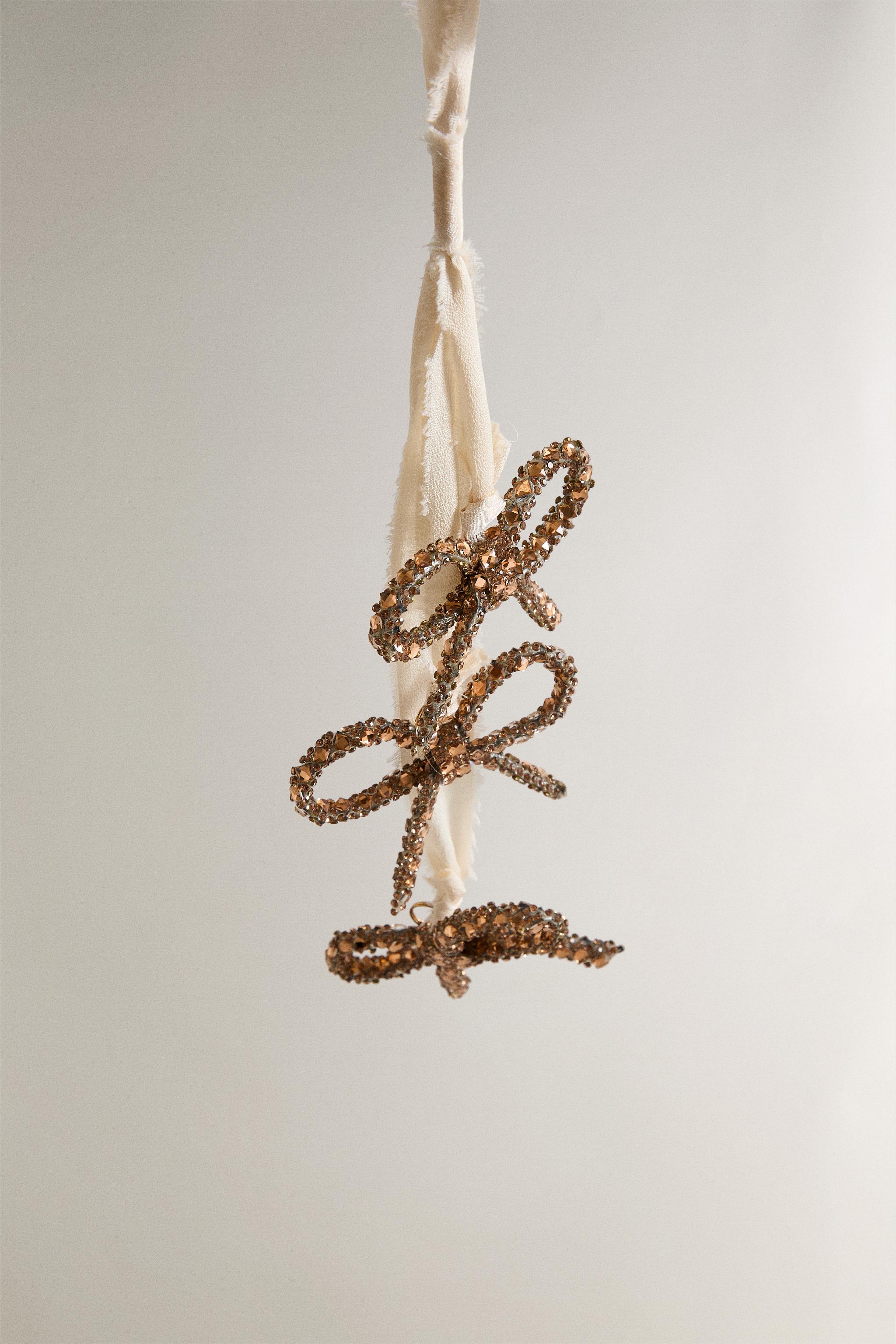 GLITTERY BOW CASCADE CHRISTMAS ORNAMENT