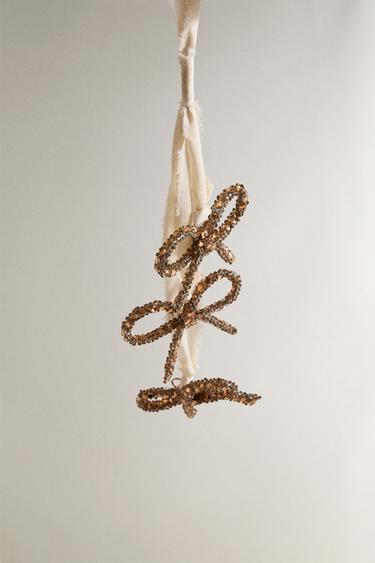 DÉCORATION CASCADÉE AVEC NŒUDS PAILLETTÉS DE NOËL - Or de Zara - Image 1