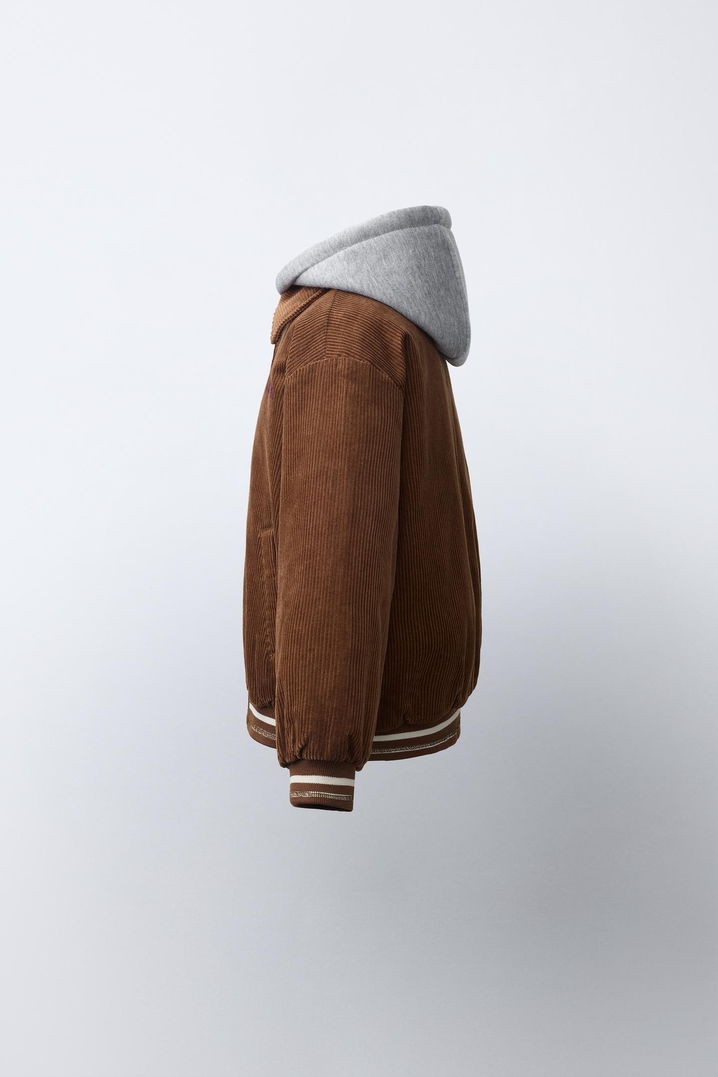 Детская куртка Zara Bomber with Detachable Hood, цвет: Коричневый — фото 4