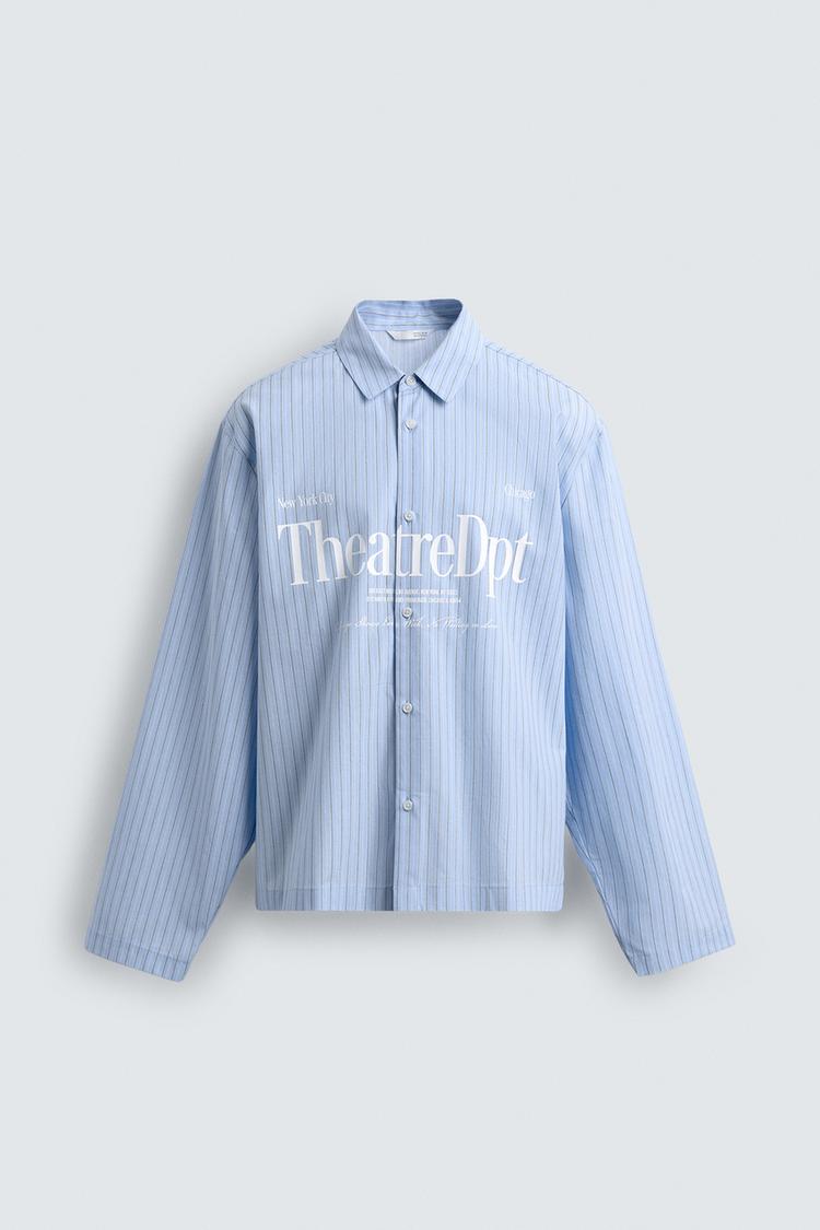 ZARA RELAXED FIT CHECK SHIRT WITH SLOGAN