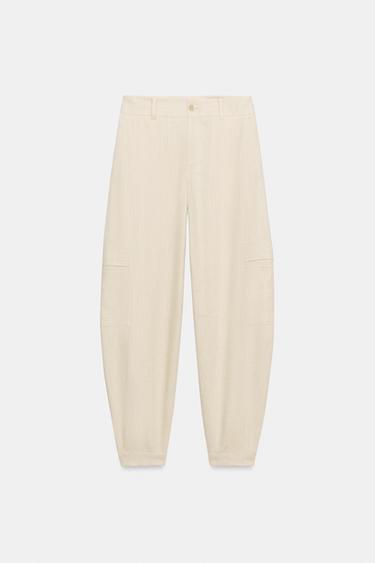 BARREL CARGO TROUSERS - Light beige by Zara