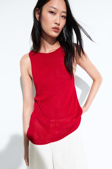 Zara Fine-knit halter top - Red