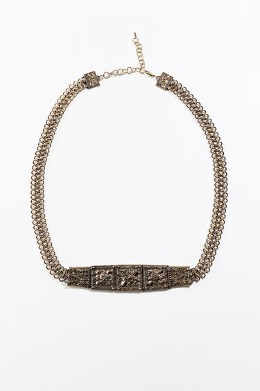 BELT WITH CRAFTED LINK PIECES - Aged gold by Zara